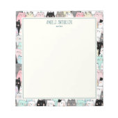 Bloc-note Cute Kawaii Cats Pattern Personalize Name (Devant)