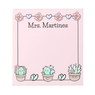 Bloc-note Cute Kawaii Succulents Personnalisés