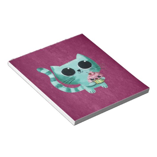Bloc-note Cute Kitty Chat avec Kawaii Cupcake (Incliné)