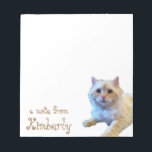 Bloc-note Cute Kitty Chat Personnalisé<br><div class="desc">Joli bloc-notes de chat. Bloc-notes personnalisé mignon avec un modèle de nom personnalisé et texte au-dessus du nom dit "une note de".</div>