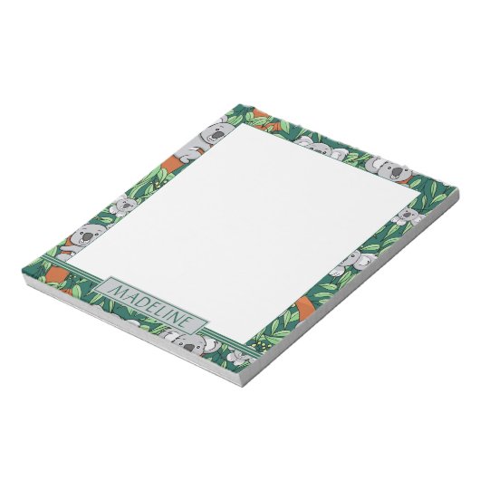 Bloc-note Cute Koala Motif personnalisé Vert foncé (Tourné)
