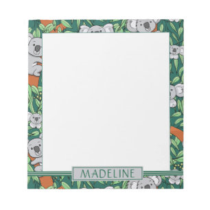 Bloc-note Cute Koala Motif personnalisé Vert foncé