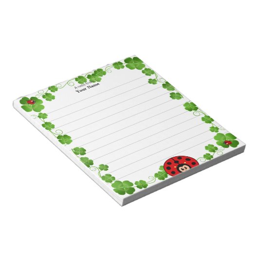Bloc-note Cute Ladybug et Feuilles de Clover Linked (Incliné)