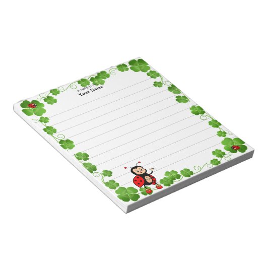 Bloc-note Cute Ladybug et Feuilles de Clover Linked (Incliné)
