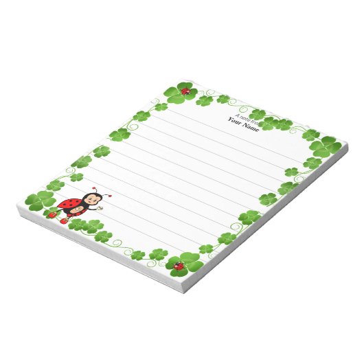 Bloc-note Cute Ladybug et Feuilles de Clover Linked (Tourné)