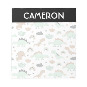 Bloc-note Cute Mint Green Dinosaur Motif