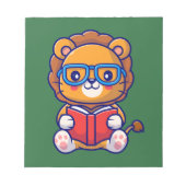 Bloc-note Cute Nerd Lion Reading a Book (Devant)