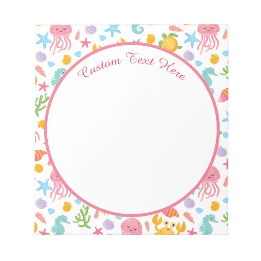 Bloc-note Cute Ocean Sea Life Seahorse Starfish Turtle  (Devant)