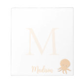 Bloc-note Cute Octopus Custom Name Initial  (Devant)