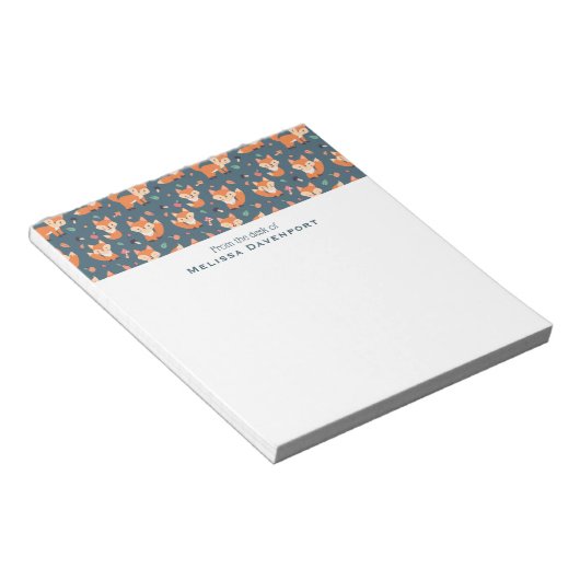 Bloc-note Cute Orange Fox Pattern Illustration (Incliné)