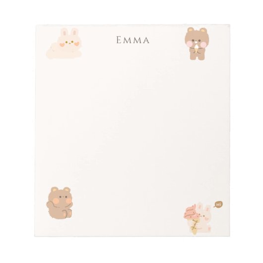 Bloc-note Cute Ours En Teddy & Lapin Personnalisé (Devant)