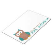 Bloc-note Cute Owl du bureau du nom de l'enseignant Bloc-not (Incliné)