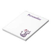 Bloc-note Cute Parties scintillant Chat pourpre avec Coeurs  (Tourné)