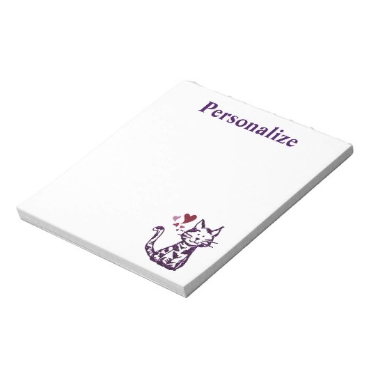 Bloc-note Cute Parties scintillant Chat pourpre avec Coeurs (Tourné)