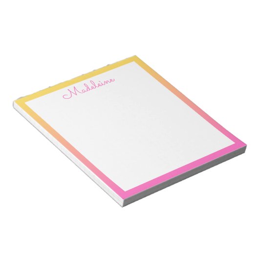Bloc-note Cute Pastel Yellow and Pink Gradient Border (Incliné)