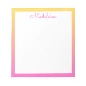 Bloc-note Cute Pastel Yellow and Pink Gradient Border (Devant)