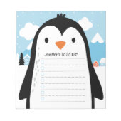 Bloc-note Cute Penguin Snow To Do List Children Illustration (Devant)