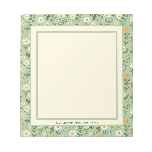 Bloc-note Cute Personalised Green Floral Botanical Note List (Devant)