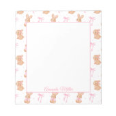 Bloc-note Cute Pink Coquette Bows Bunnies Personalized Name (Devant)