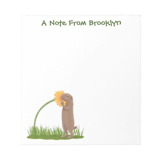 Bloc-note Cute prairie dog sniffing flower cartoon (Devant)
