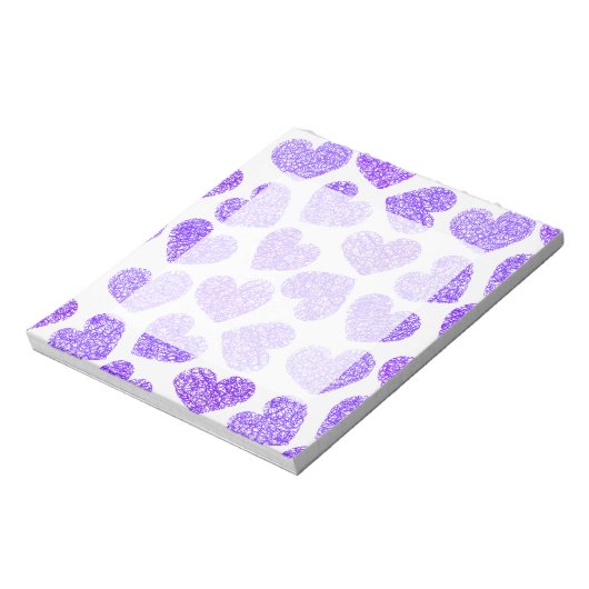 Bloc-note Cute Purple Doodled Heart Valentine's Day Motif (Tourné)