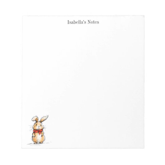 Bloc-note Cute Rabbit Bunny Illustration Personalized (Devant)