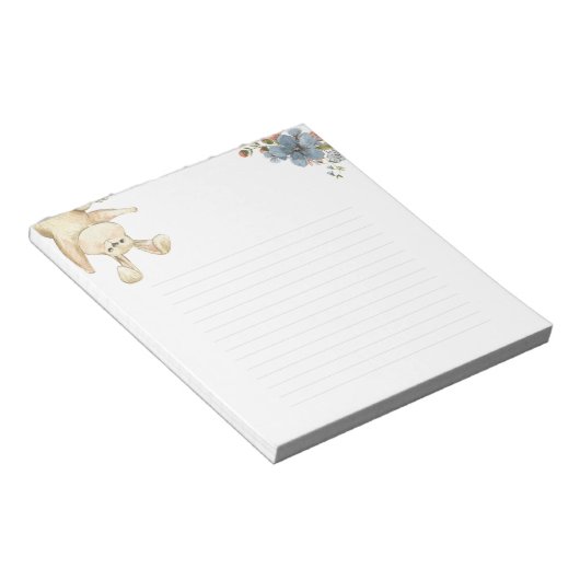 Bloc-note Cute Rabbit With Floral Botanical Flowers Notebook (Incliné)