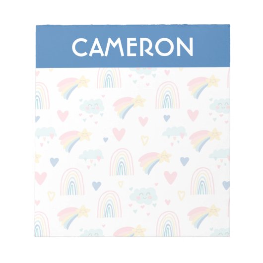 Bloc-note Cute Rainbow Hearts & Clouds Motif (Devant)