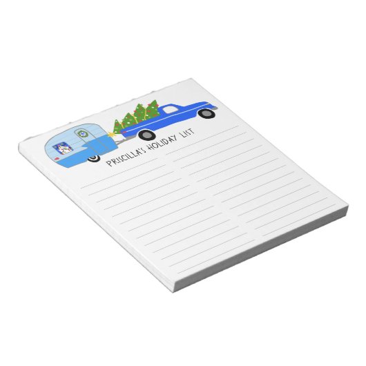 Bloc-note Cute RV Christmas Camper Trailer Grocery Shopping (Incliné)