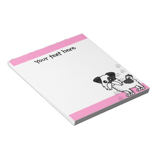 Bloc-note Cute Shih Tzu noir et blanc - rose (Incliné)