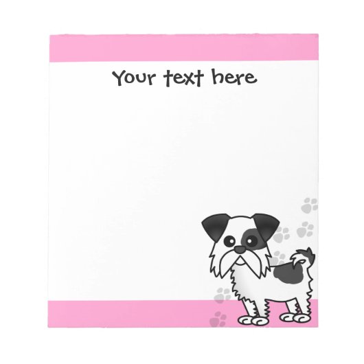 Bloc-note Cute Shih Tzu noir et blanc - rose (Devant)