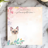 Bloc-note Cute Siamese Chat Floral Nom personnalisé