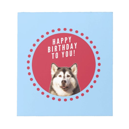 Bloc-note Cute Siberian Husky Joyeux Points rouges bleus d'a (Devant)
