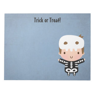 Bloc-note Cute Skeleton Boy Treat or Treat Kids Halloween