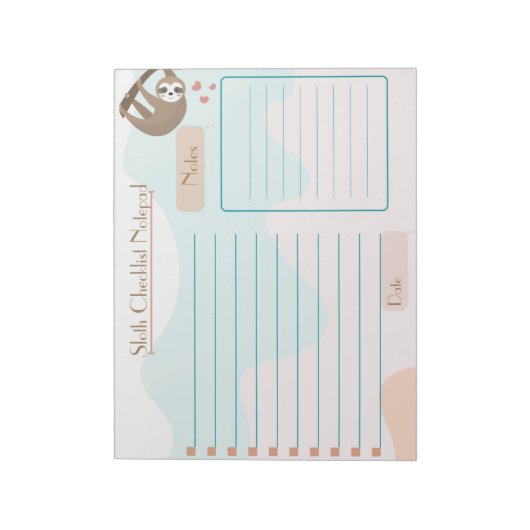 Bloc-note Cute Sloth Away the Day Checklist (Tourné)