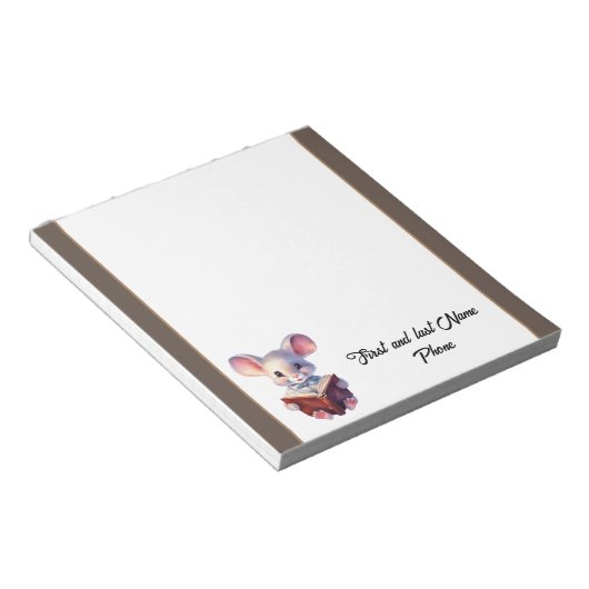 Bloc-note Cute souris avec livre (Incliné)