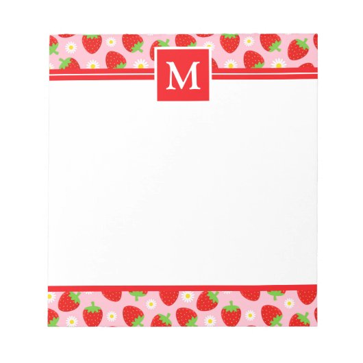 Bloc-note Cute Summer Strawberries Monogram (Devant)