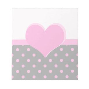 Bloc-note Cute, sweet pink heart shape, pink polka dots