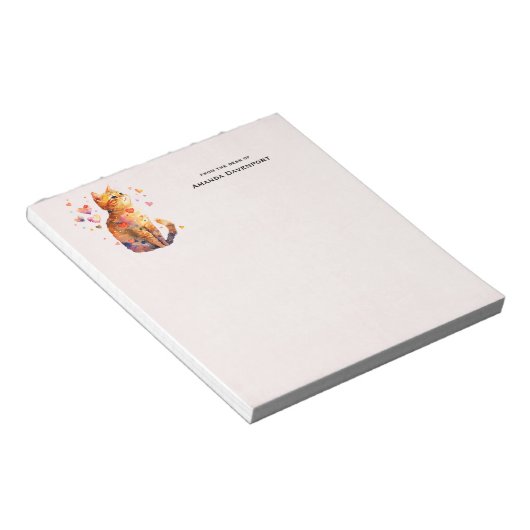 Bloc-note Cute Tabby Chat avec Coeurs (Incliné)