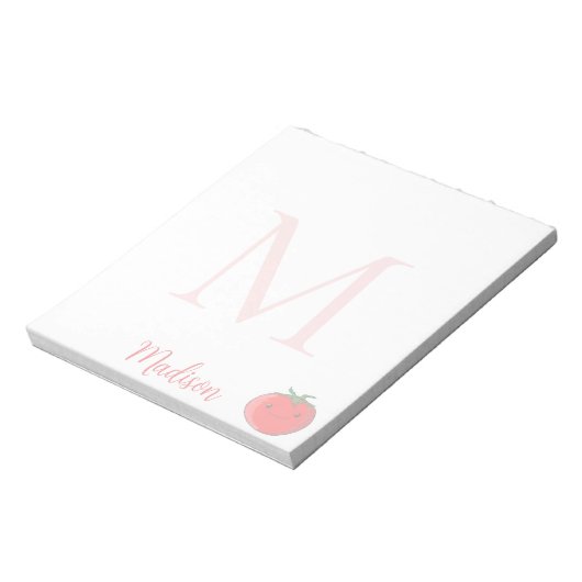 Bloc-note Cute Tomato Custom Name Initial (Tourné)