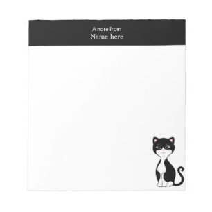 Bloc-note Cute Tuxedo Chat & En-Tête Rose Simple