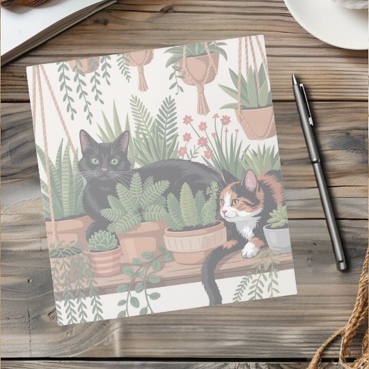 Bloc-note Cute Watercolor Botanical Cat