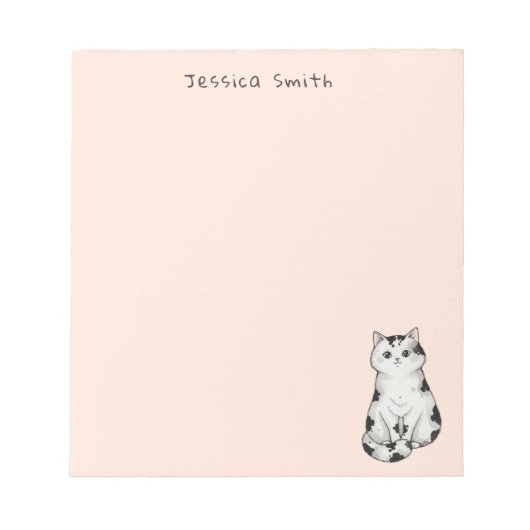 Bloc-note Cute whimsical Black and white Cat Pink Notepad (Devant)