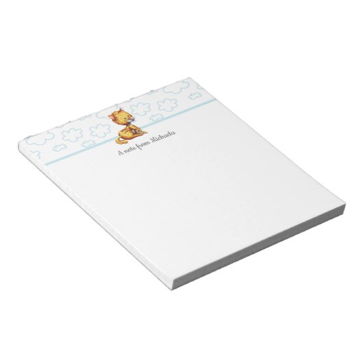 Bloc-note Cute Whimsical Blue Orange Chat (Incliné)