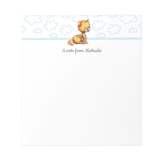 Bloc-note Cute Whimsical Blue Orange Chat (Devant)