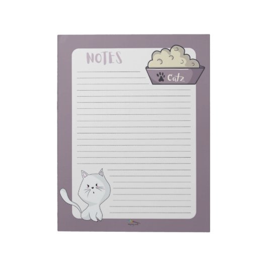 Bloc-note Cute White Chat doublée violette notes Notespad (Tourné)