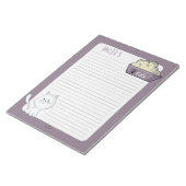 Bloc-note Cute White Chat doublée violette notes Notespad (Incliné)