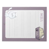 Bloc-note Cute White Chat doublée violette notes Notespad (Devant)