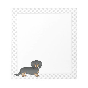 Bloc-note Dachshund à poil long noir et feu, chien de dessin