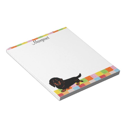 Bloc-note Dachshund Long Haired Black et Tan (Incliné)